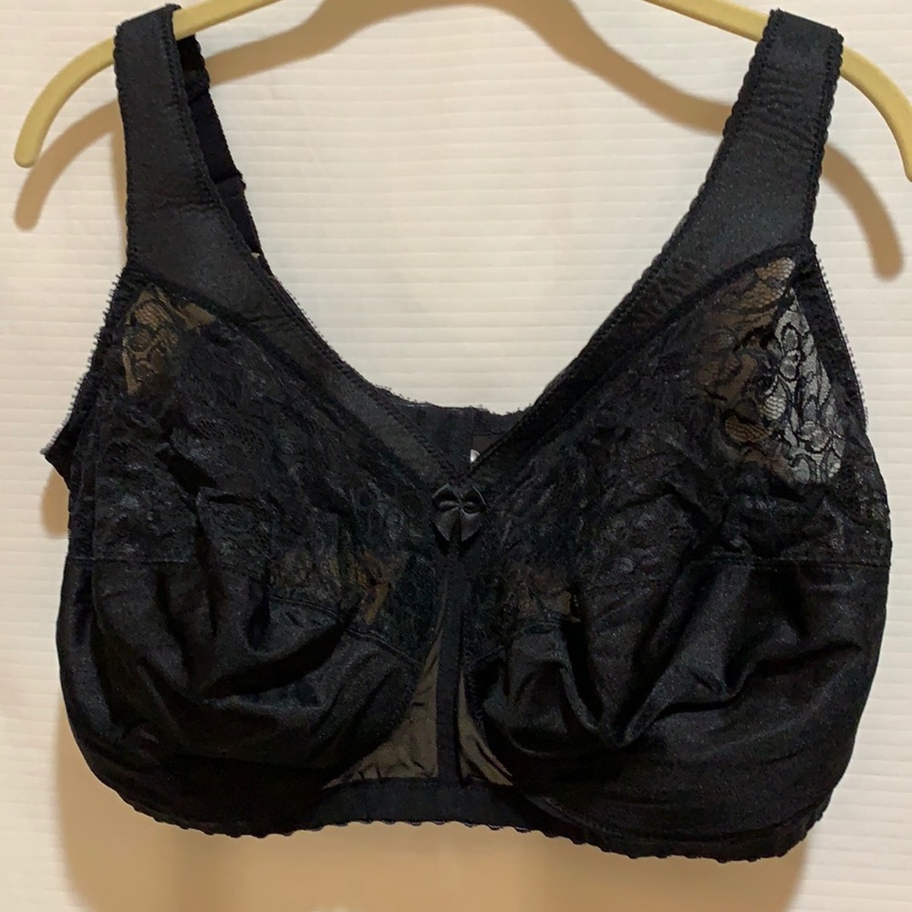 GLAMORISE BLACK LACE BRA SZ 44G NO UNDERWEAR ADJ